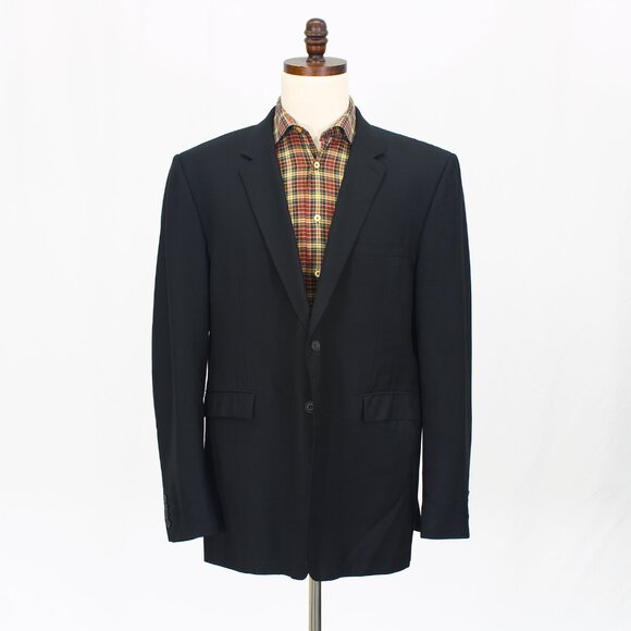Burberry 46L Black Blazer Sport Coat Jacket 2-Button Solid Y164